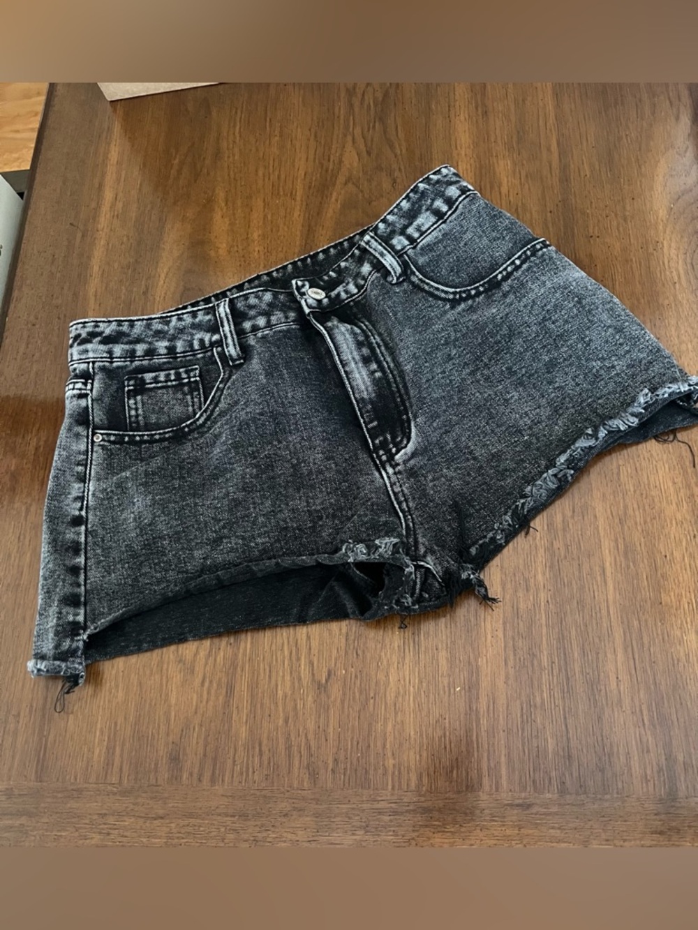 SHEIN Black Acid Wash High-Rise Denim Shorts